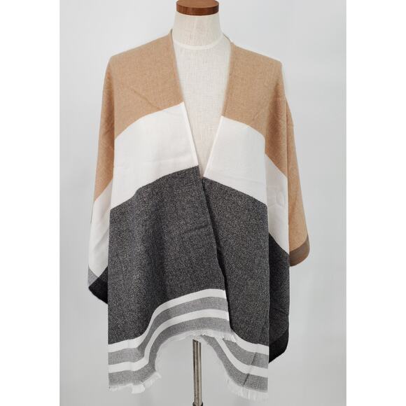 Apt 9 Women's One Size Reversible Woven Color-Blocked Ruana New - Picture 4 of 8